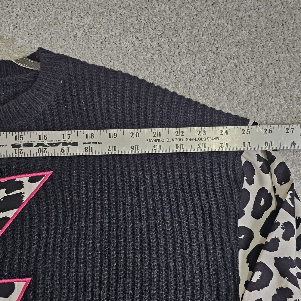Crazy Train Lightening Bolt Sweater Size S Pink‎ Leopard Cheetah Print 80s 90s - Picture 4 of 8